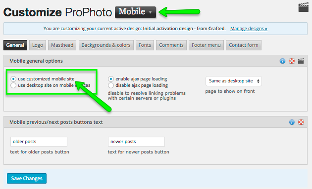 Mobile layout can be turned on/off in ProPhoto
